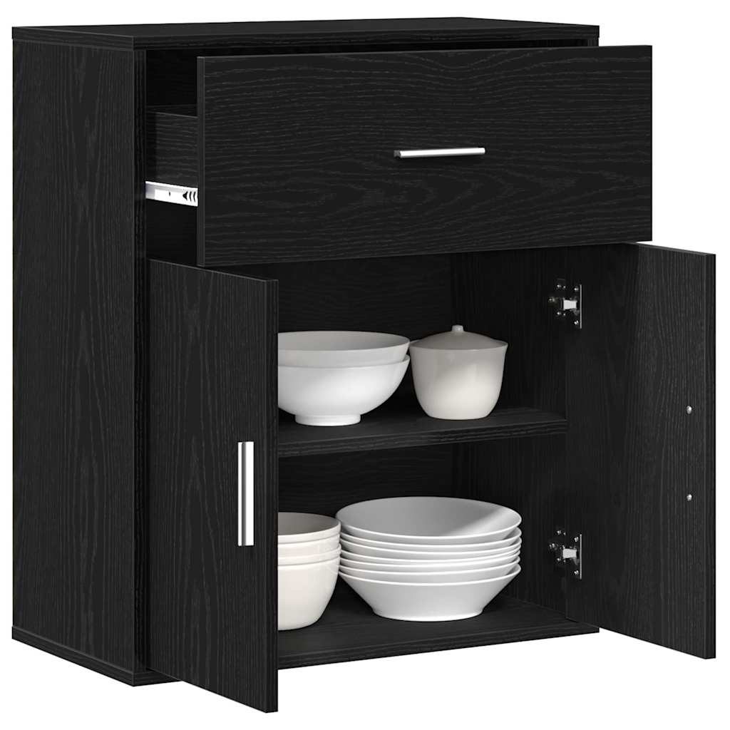 Sideboard Black Oak Effect 60 X 31 X 70 Cm Engineered Wood