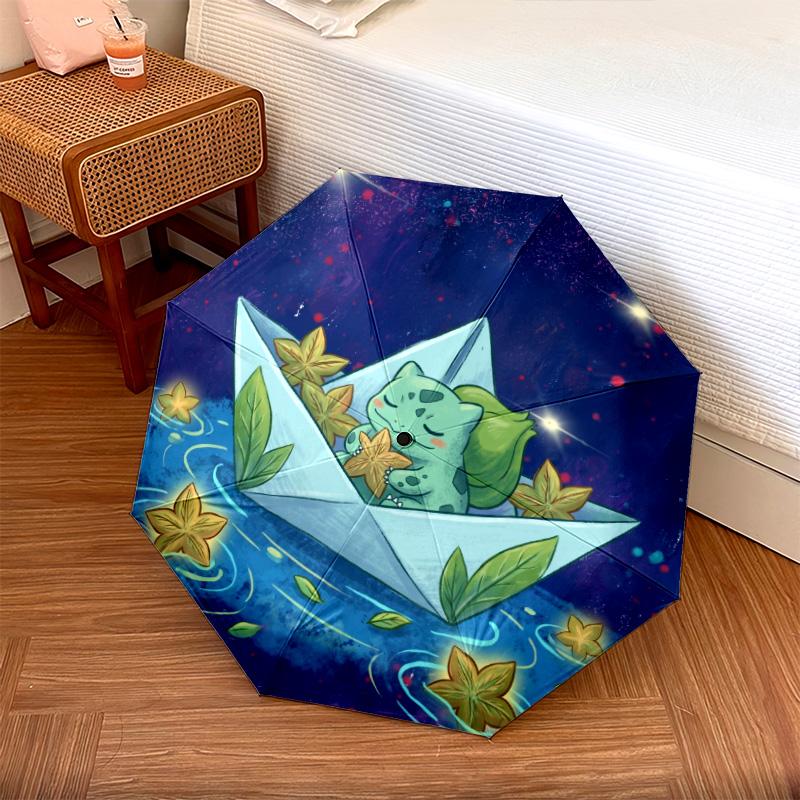 

1PC Automatic Folding Umbrella Bulbasaur Pattern 8 Ribs Portable Foldable Travel Umbrella Christmas Birthday Gift разноцветный