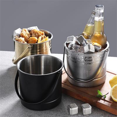 1.6L Stainless Steel Ice Bucket with Handle Wine Champagne Cooler Bottle Party Drink Chiller Bar KTV Snack Ice Barrel Barware