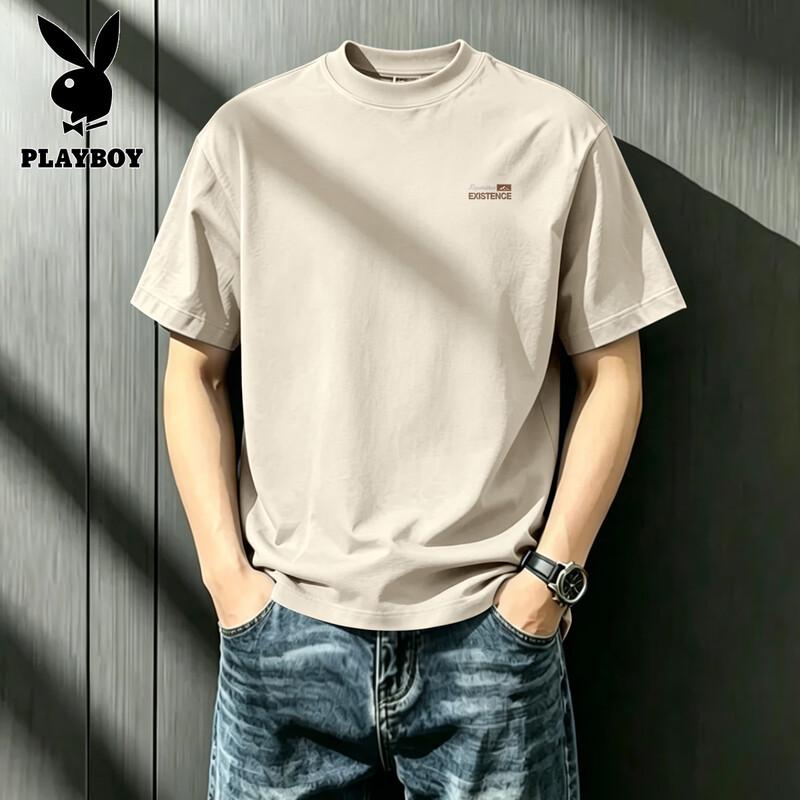 PLAYBOY Men's Loose Fit Pure Cotton Short Sleeve T-Shirt