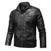 Men's Stand-Up Collar Business Casual Leather Jacket PU Men's Motorcycle Leather Jacket Men's American