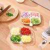 Multi-Purpose Four-Compartment Plate: Ginger-Garlic-Scallion Prep, Hot Pot Condiment, Kitchen Storage, and Small Dish Serving.