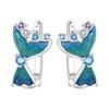 Luxury Blue Dolphin Feather Starfish Hoop Earrings Elegant Wind Ear Jewelry For Women Fashion Accessories