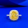 European-American Style High Carbon S925 Silver Ring with Yellow Diamond Ice Flower Design
