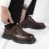 Fashion Spring Men Genuine Leather British Style Thick Bottom Business Dress Leather Shoes Fashion Brand Comfortable Blok Leather Shoes