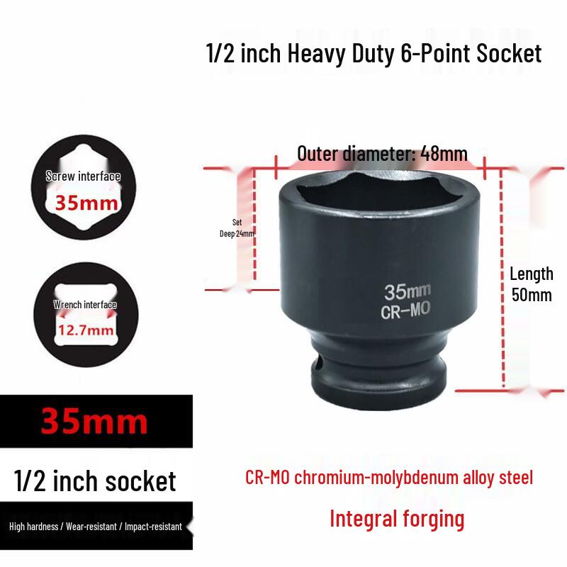 Zhu Yue 1/2 Drive Heavy Duty Hex Impact Socket CN plug (adapter included)