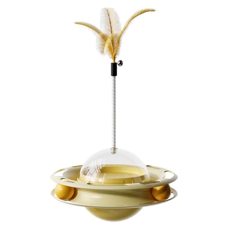 

Cat Toys Tumbler Wheel Teasing For Self Enjoyment Relieving Boredom Playing With Cats Consuming Energy Pets Leaking Food Balls жёлтый