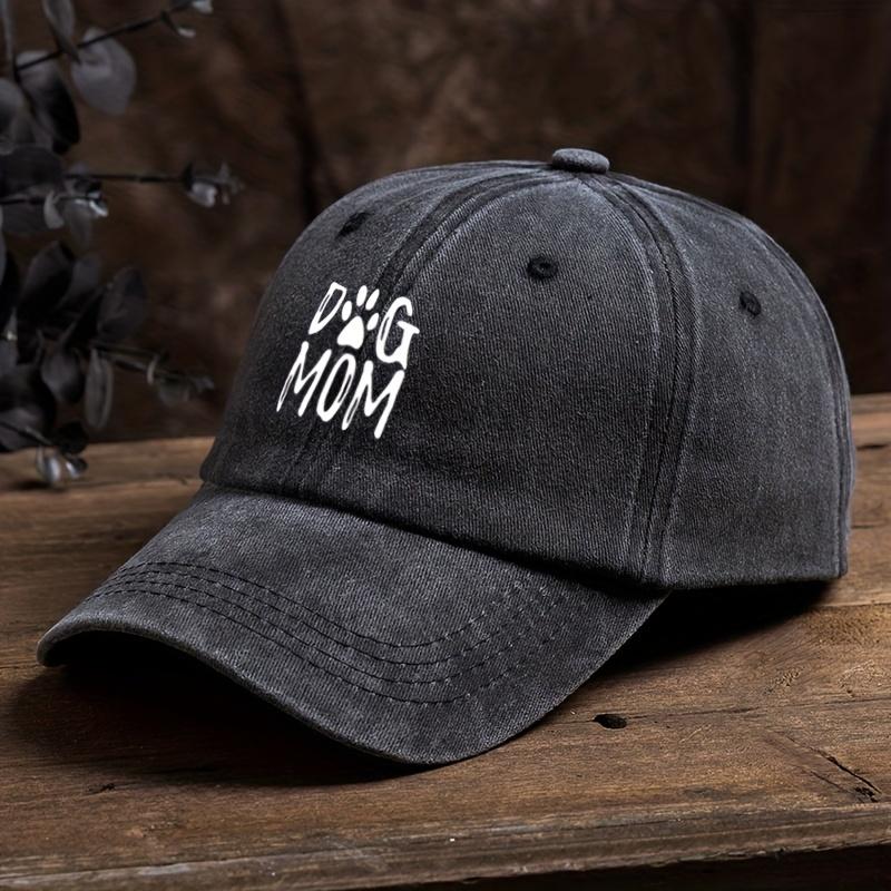 Classic Washed Retro Dog Mom Print Baseball Cap Outdoor Casual Sports Sun Visor Adjustable