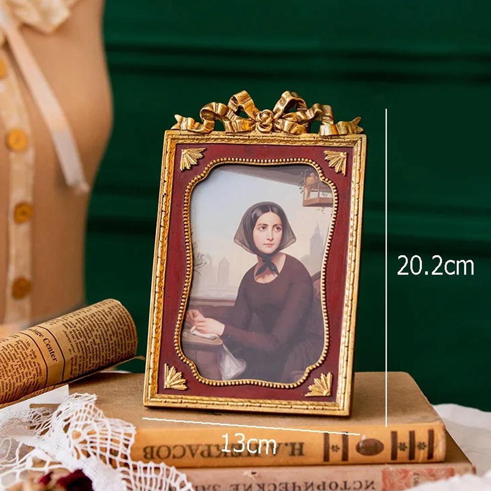 6palcový vintage fotorámeček, starožitný stolní nástěnný závěsný evropský pryskyřičný rám na displej pro kancelář, chodbu, dárkové ozdoby, umění