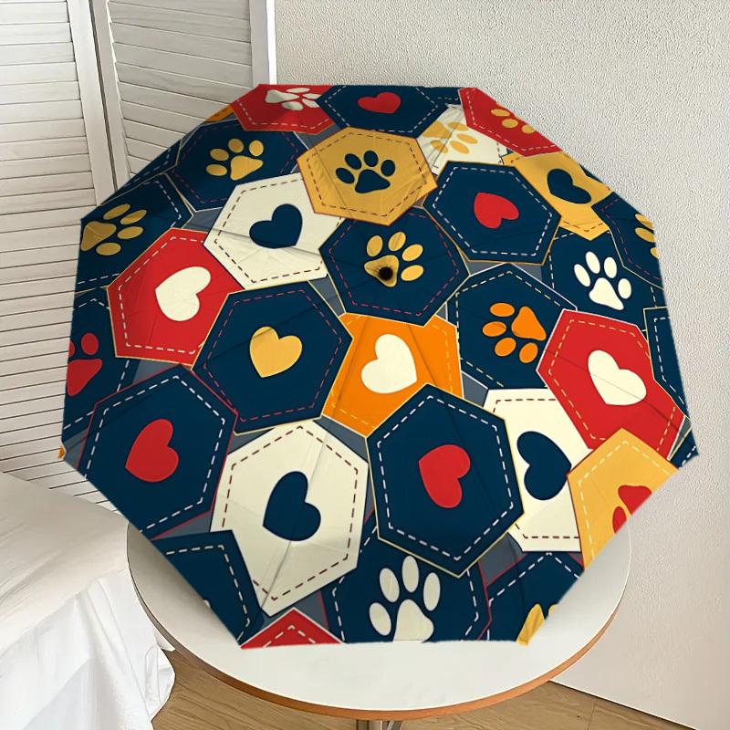 

1pc Pet Lovers Automatic Folding Umbrella, Heavy-Duty 8-Rib Construction, Perfect for Everyday yy251114141