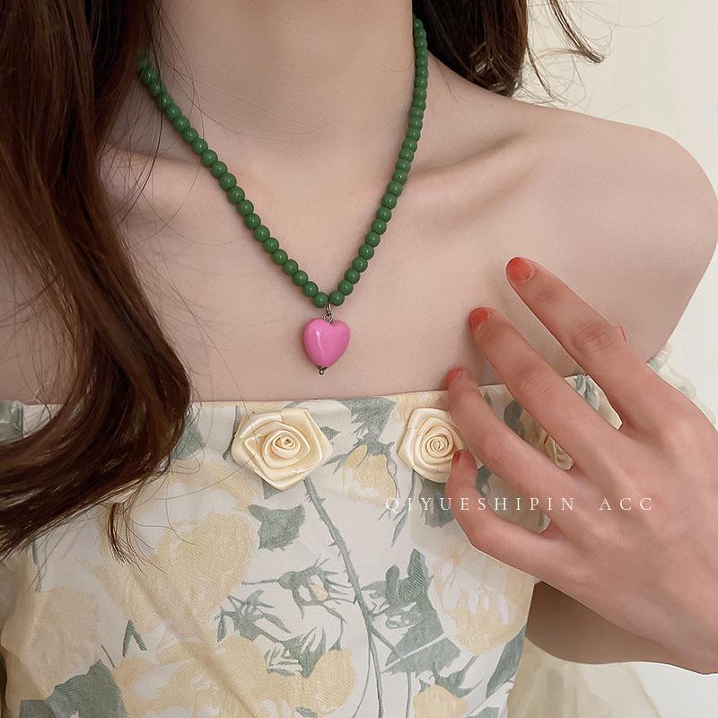 2024 Vintage Double-Layer Pearl Necklace with Heart Pendant
