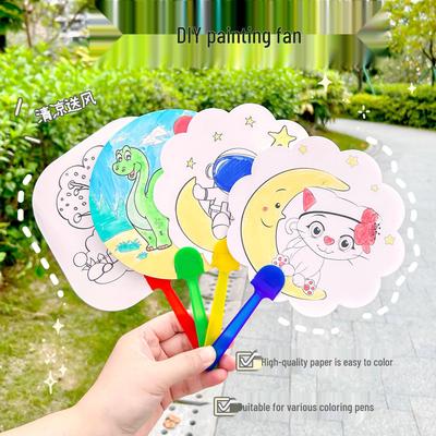 Children's DIY Cartoon Round Fan Coloring Kit