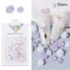 50Pcs Rose Flower Nail Art Decorations with Mini Pearls Resin Flower Nail Art Charms for DIY Acrylic Nails Bride Nail