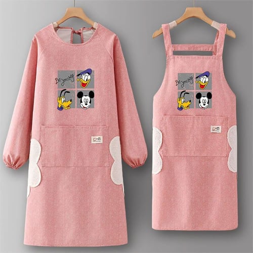 hgTUP Mickey Apron with Donald Duck Design, Stain-Resistant, Suitable for Cooking, Nursery Teachers, Adults, and Home Cooking, Includes Hand Towel, La