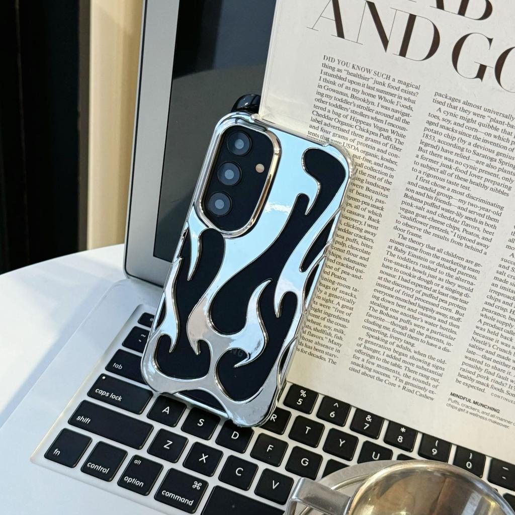 Electroplating Hollow Flame Mobile Phone Case Is Suitable for Samsung S25ULTRA Heat Dissipation A55 Large Hole A16/A06/A54