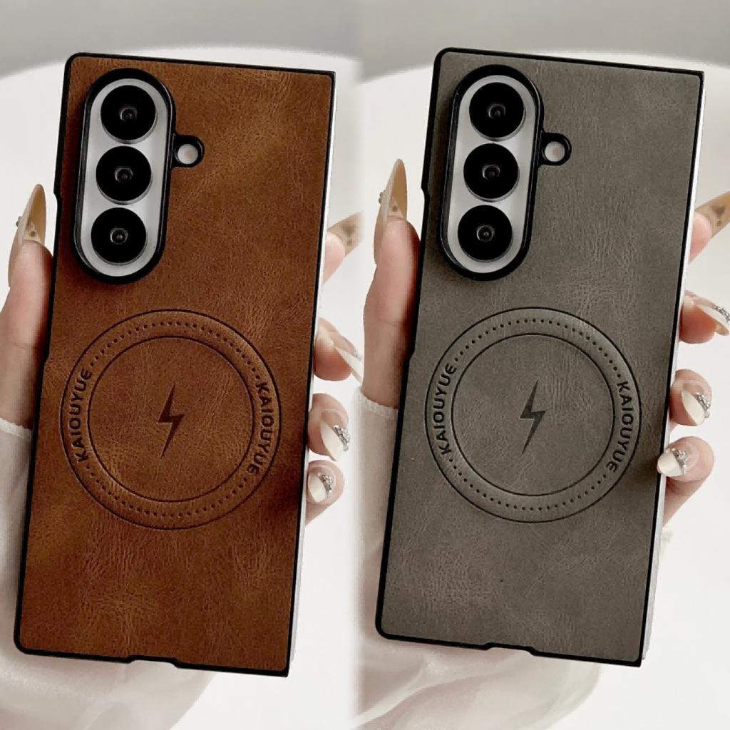 For Samsung Galaxy Z Fold 7 Case Luxury PU Leather Skin Magnetic Magsafe Protective Back Cover Case For Z Fold7 Phone Shell