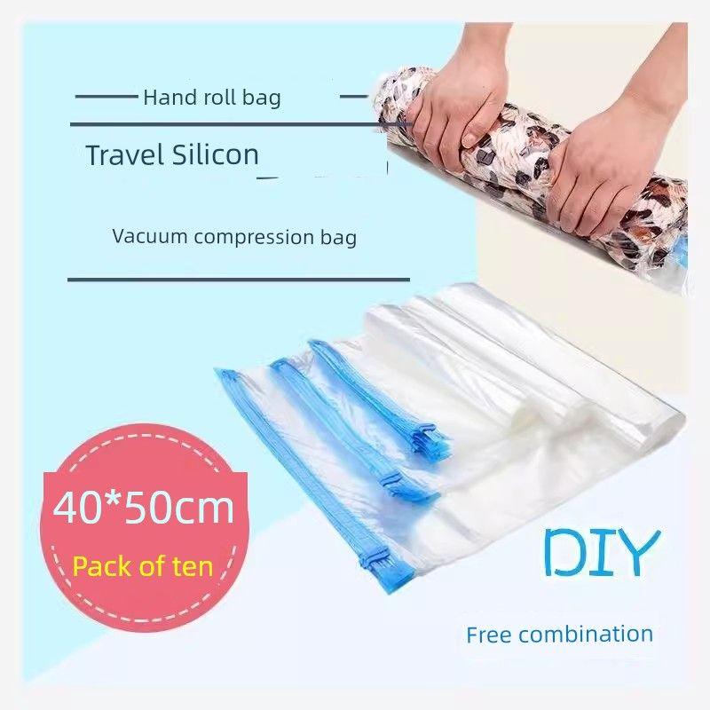Travel Hand Roll Compression Bag Vacuum Buggy Bag No Pumping Business Trip For Home Luggage Clothing Clothes Storage and Carrying