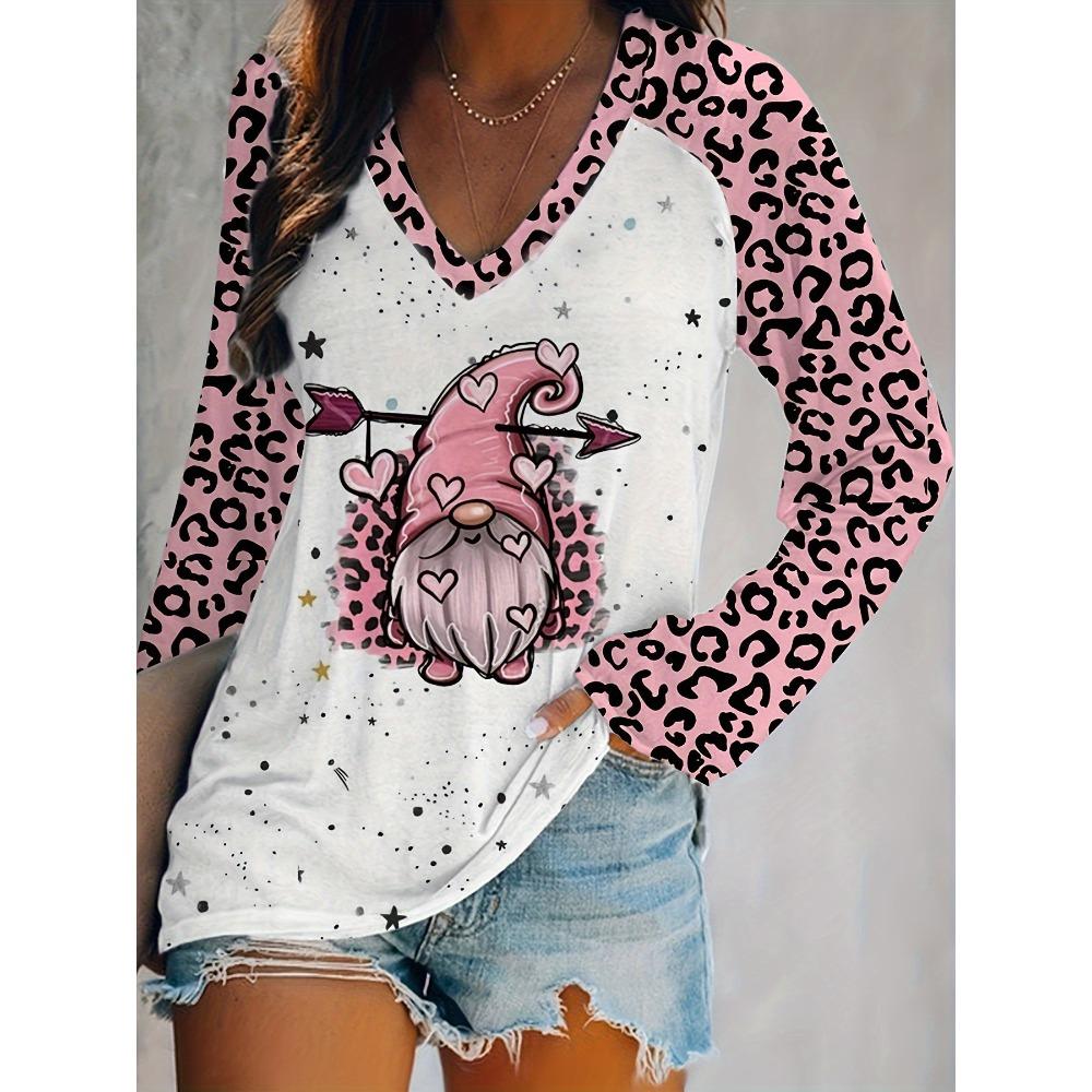 Valentinstag Übergröße Damen Bedrucktes Festival Langarm-T-Shirt