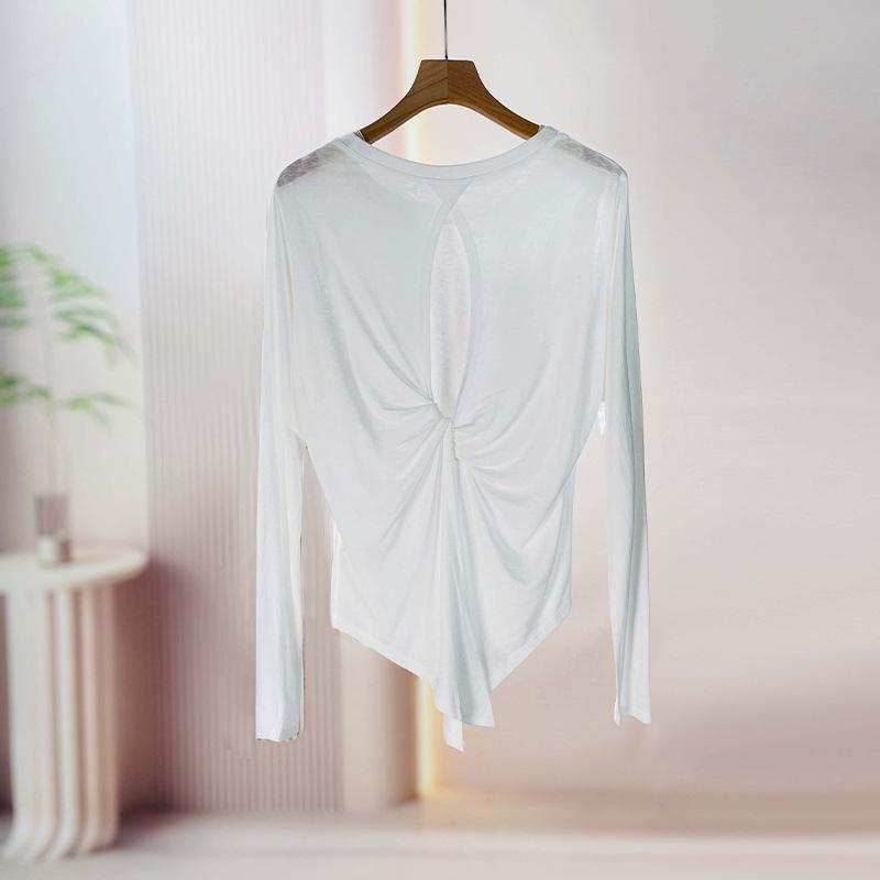 Women's Loose Tencel Long-Sleeve Tee: Soft, Skin-Friendly, and Comfortable for Spring, Summer, Autumn