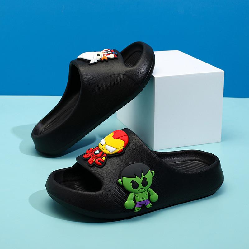 Comfortable Boys Summer Slippers For Kids With Cartoon Superhero Design In Multiple Colors And Sizes
