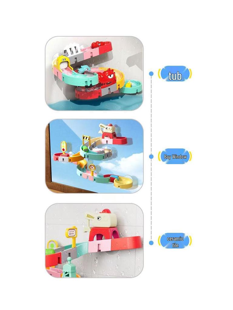 Children's Bathroom Slide Set - Water Play Wall Track Toy