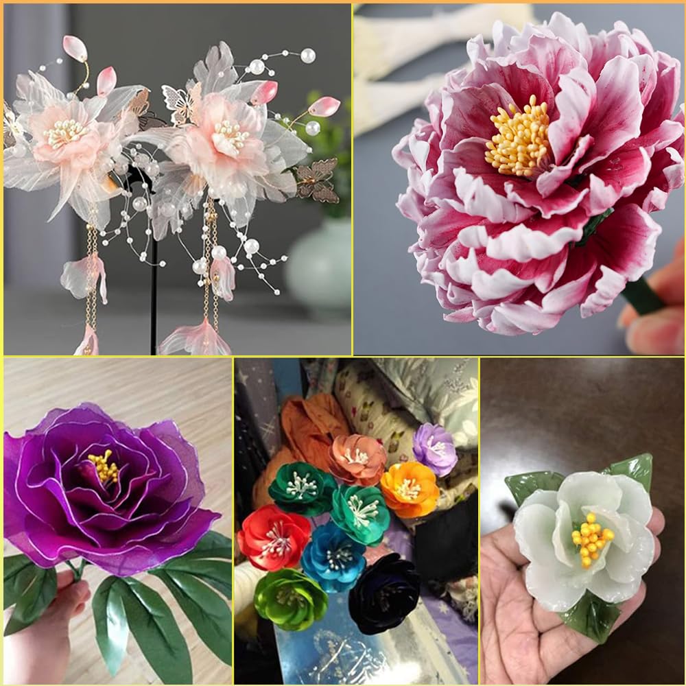 LIKENNY Flower Pep Artificial Flower 3 900 3mm for Tsumami Zaiku Handmade Artificial Stamens Centers, Colors, Pieces, Approx. Diameter, Approx. 5.5cm