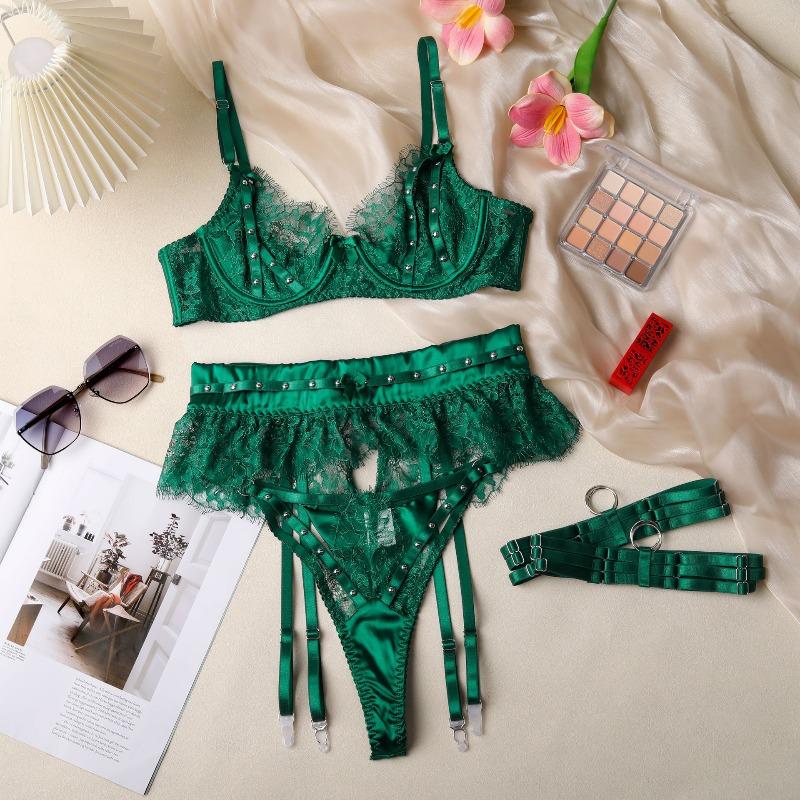 New webbing splicing lace underwear set midnight charm sexy lingerie set women