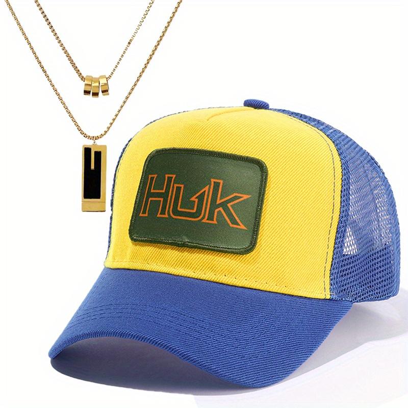 

Комплект из 2 мужских бейсболок с ожерельем и принтом в виде утиного язычка, сетчатая кепка с двойным слоем кулона, модная повседневная кепка для дальнобойщика, солнцезащитная кепка жёлтый