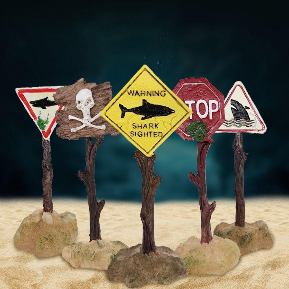 

for Aquarium Decoration Fish Tank Ornaments Landscaping Accessories Stop Marking Shark Warning Sign B