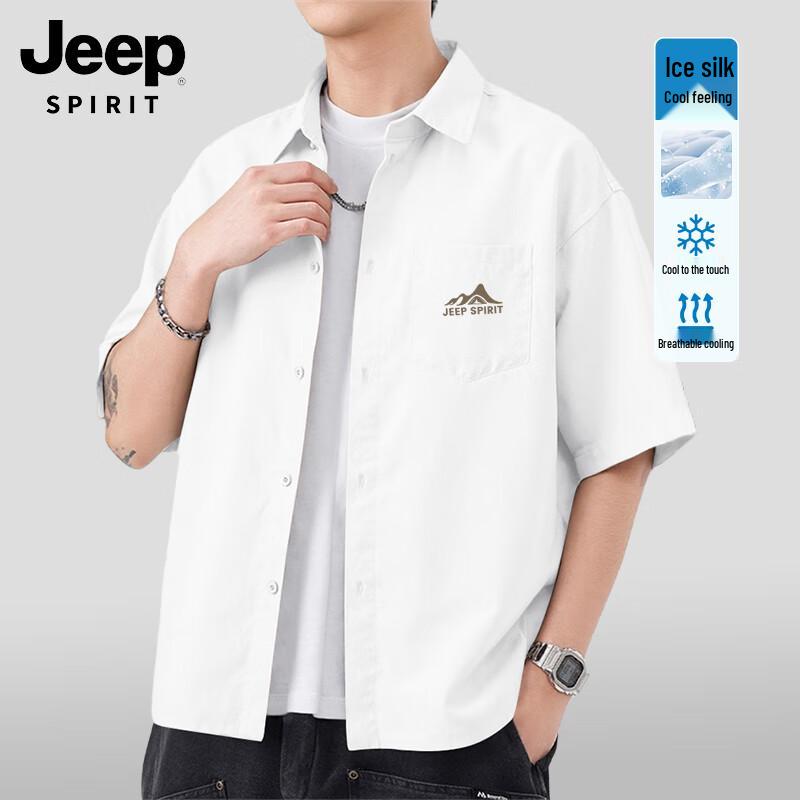 

JEEP SPIRIT Men s Ice Silk Short-Sleeve Shirt M