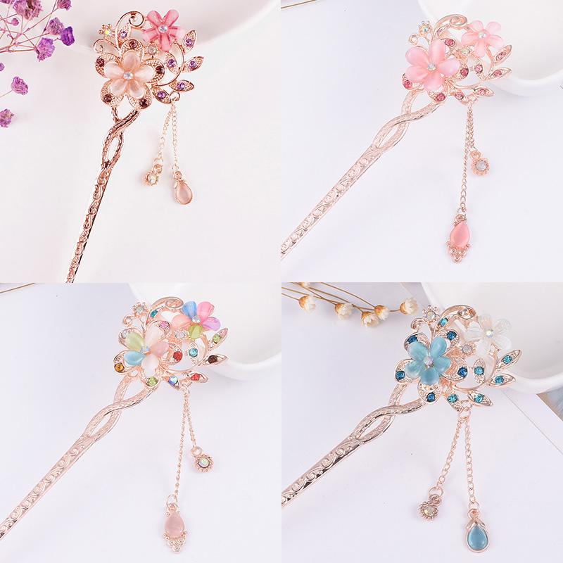 1 Pièce Bâtons à Cheveux Bijoux de Cheveux Épingles à Cheveux Coiffure Fleurs en Cristal Femmes Coiffe Élégante Pince à Cheveux Strass