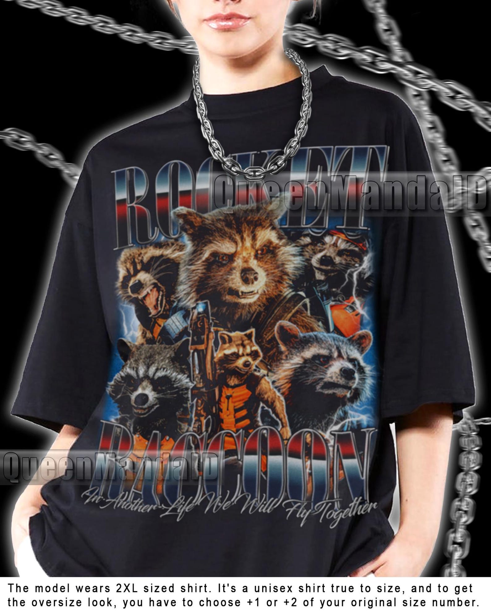 Rocket Raccoon Guardians Galaxy 90s Bootleg T-Shirt Movie Merch PK226 XL