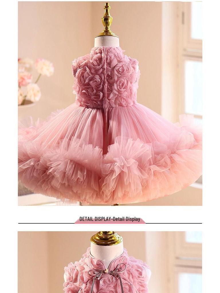 Girls' Flower Girl Wedding and Princess Party Dress for Birthday, Host, Piano Performance, and Special Events