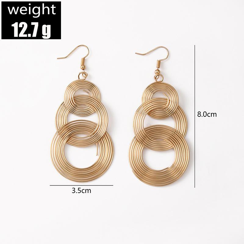 Europe and The New Personalized Multi-layer Circle Earrings Exaggerated Retro Big Circle Long Earrings Earrings Female.