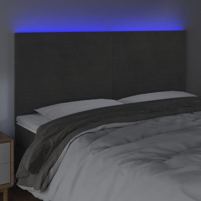 VidaXL LED Headboard Bedroom Furniture Double Bed Accessory Head of Bed Frame Interior Dark Grey 3122631