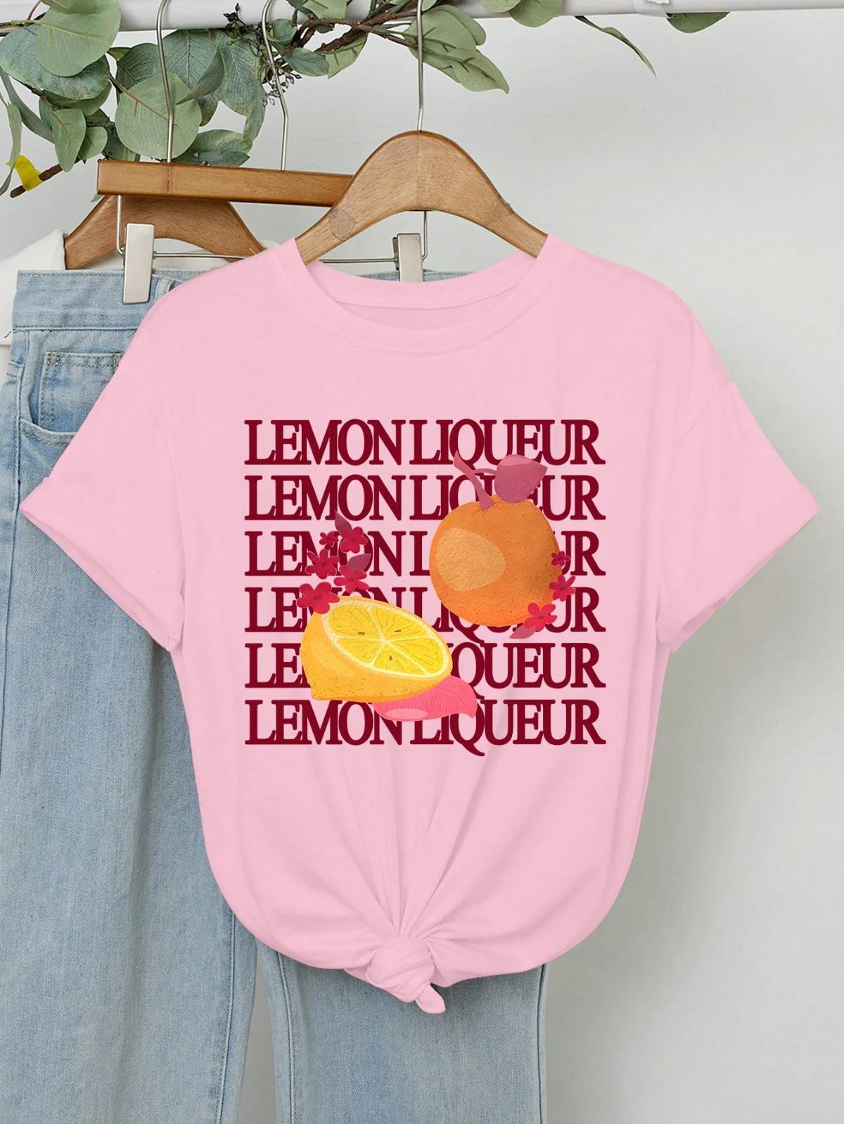 

Camiseta casual de Unisexga corta con cuello redondo y estampado de fruta de limón para mujer Diseño gráfico refrescante ydelicioso S