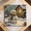 DlY Mini Framed Pearl Painting Kit Beads Canvas Home Decor Painting Snowman Winter Landscape Holiday Art Craft Gift 120 Characters