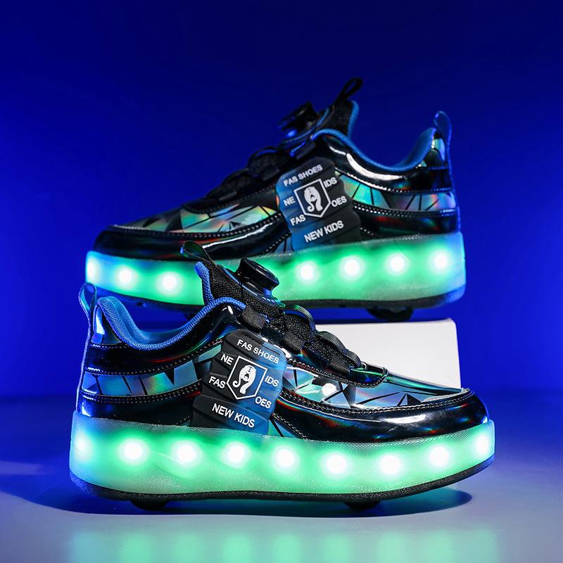 New Invisible Glowing Wheeled Skates Women's Kids Walking Skates Quad Wheel Removable Roller Skates Sporty and Stylish