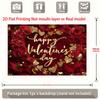 2D Happy Valentine's Day Banner, Red Rose & Gold Glitter Heart Background for Valentine's Photo Booth