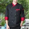 Top da chef morbido colletto alla coreana maniche lunghe unisex tasca per catering in colore a contrasto taglie forti uniforme da cucina per hotel