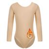 Body cu maneci lungi căptușit cu fleece pentru fete, maieu, culoare uni, pentru dans, gimnastică, balet, încălzire
