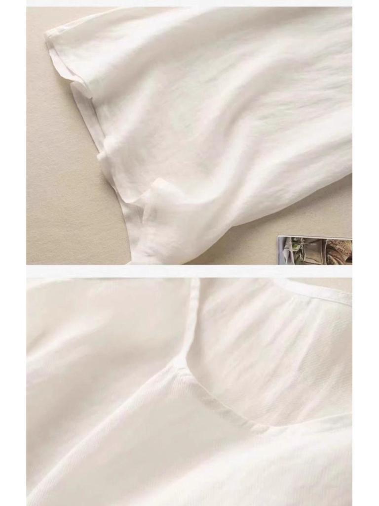 Dámské retro vyšívané bavlněno-lněné tílko: Volný, zeštíhlující letní top bez rukávů