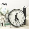 Industrial Style Wall Clock Man Silhouette Clock Silent Non-Ticking Round Hanging Decorative 12 Inch Digital Analog for Home Office Bedroom
