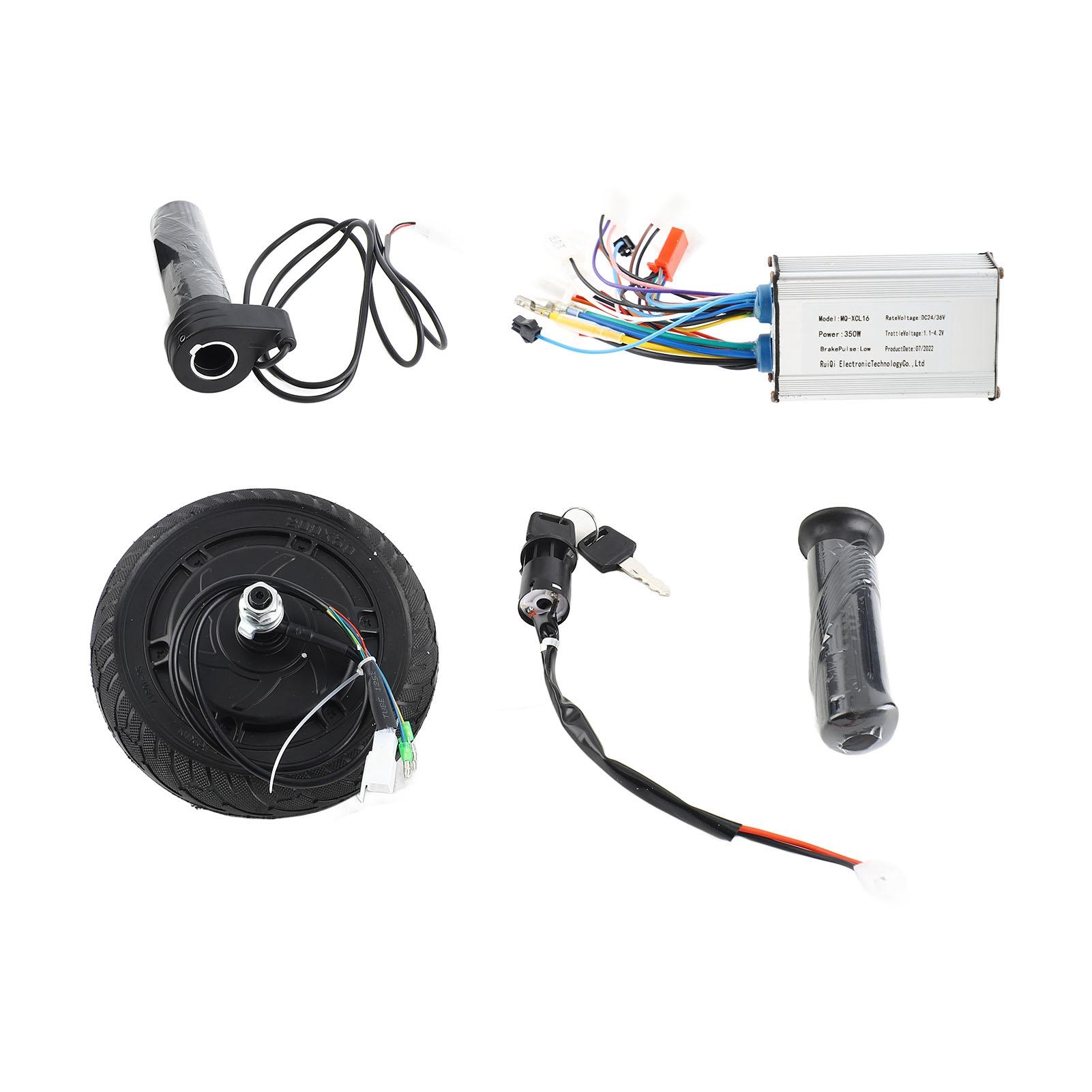 Электросамокат Колесо Бесколлекторный Мотор-колесо 24В 350Вт Металлическое Колесо Комплект Бесколлекторного Мотор-колеса 8 дюймов Набор для Конверсии Электросамоката