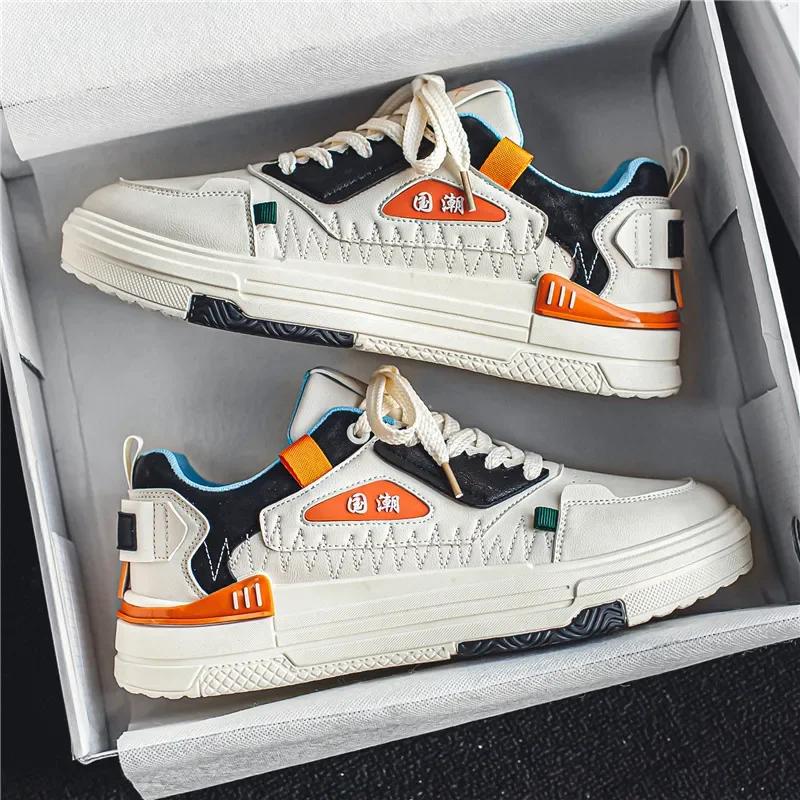 

Мужская повседневная обувь, удобная обувь на платформе в корейском стиле, новые летние мужские дышащие вулканизированные туфли на шнуровке Zapatillas 39 оранжевый