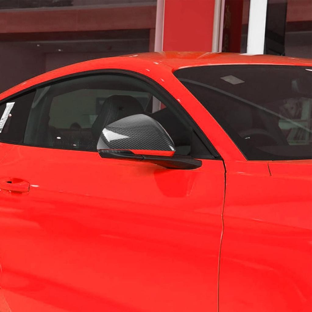 CheroCar Side Door RearView Mirrors Cover Rear View Mirror Caps Trim for Ford Mustang 2015 2016 2017 2018 2019 2020 2021 2022 2023 2024 2025,Carbon