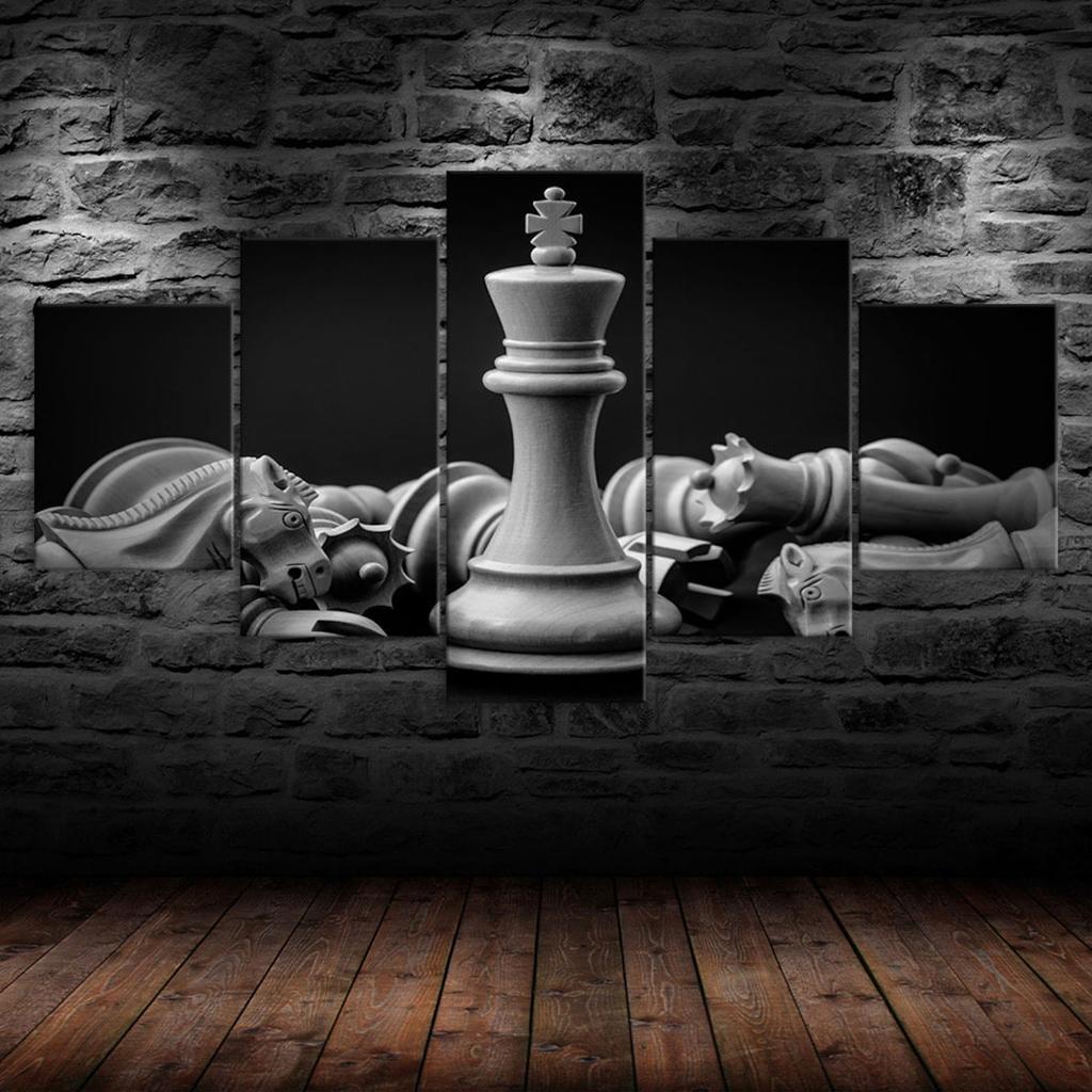 Scacchiera Tela 5 Pezzi Cinque Pannelli Stampa Murale Arte Moderna Poster Immagine Decorazione Casa Regalo Per Lui Per Lei