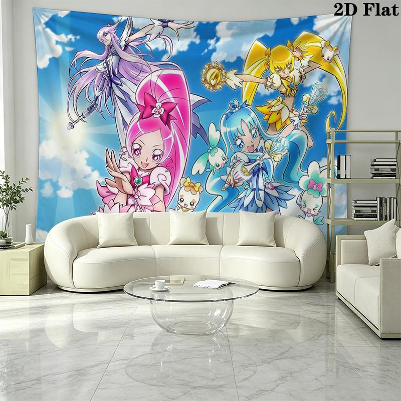 Hidden Key Precure Wall Tapestry Aesthetic Wall Hanging Printed Fabric Blanket Decorative Tapestries for Bedroom Living Room Home Decor