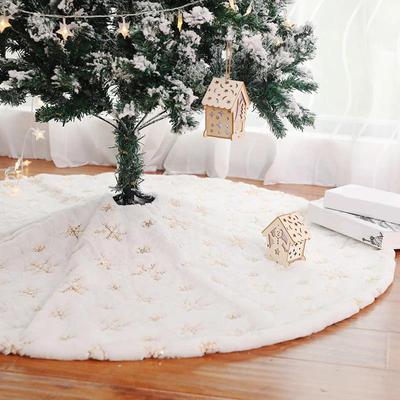 78-122cm Neuer Weihnachtsbaumrock Kunstfellteppich Schneeflocke Weiß Plüschmatte Für Zuhause Weihnachten Jahresdekor Ornament