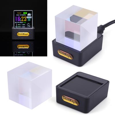 GeekMagic Crystal Cube Holographic Smart Weather Station Desktop Digital WiFi Clock with GIF Animations Desktop Decoration